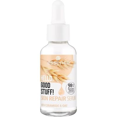 essence HELLO, GOOD STUFF! SKIN REPAIR SERUM, ansiktsserum, vit, närande, reparerande, genomskinlig, vegansk, oljefri, utan parabener, utan mikroplastiska partiklar, 1-pack (30 ml)