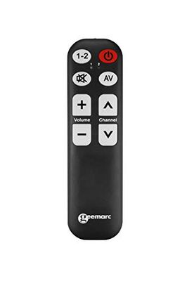 Geemarc TV5 - Controlo remoto universal fácil de usar com 7 botões grandes programáveis para idosos - é necessário o controlo original para combiná-lo - funcionamento por infravermelhos
