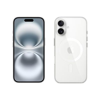 Apple iPhone 16 (256 GB) - Wit + Doorzichtig hoesje met MagSafe