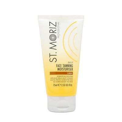 St Moriz Hydratant bronzant quotidien professionnel pour le visage avec aloe vera et vitamine E, faux bronzage végétalien progressif, taille M (75 ml)