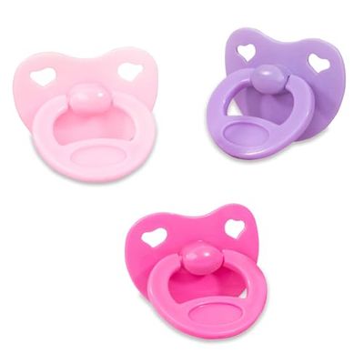 Bayer Design 79104AA Fopspeenset voor babypoppen, fopspeen, Poppenaccessoires, 3 verschillende kleuren
