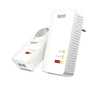 AVM Fritz Powerline 1260E/1220E - conjunto WLAN (ponto de acesso WLAN, ideal para transmissão de mídia ou ligações NAS, 1200 Mbit/s, versão em alemão) branco