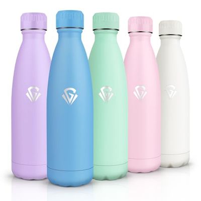 HoneyHolly Botella Agua Acero Inoxidable, Sin BPA 500ML, Botella Agua Niños, Acero Inoxidable 18/8, Botella Termica, A Prueba de Fugas Reutilizable, Termo para Camping, Gimnasio, Escuela, Deportes