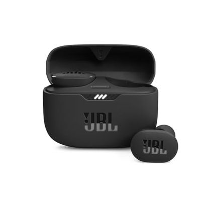 JBL Tune 130 True Wireless draadloze oordopjes met Active Noise Cancelling, JBL Pure Bass Sound, IPX4-waterbestendig, Smart Ambient, 4 microfoons en 40 uur afspeeltijd ; Zwart