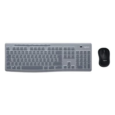 Logitech Desktop MK270 per l'istruzione con protezione in silicone, tastiera e mouse wireless per Windows, USB a 2,4 GHz, mouse compatto, 8 tasti multimediali, PC, layout AZERTY Francese - nero