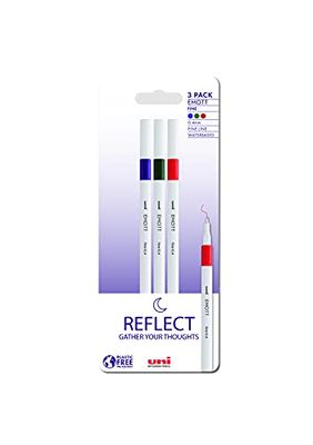 uni Emott Felt Tip Pens. Water Resistant, Non-Bleed and Fade-Proof Ink for Colouring, Art, Drawing, Writing, Journaling. Fineliner Tip Coloured Pens for Adults, Children, School Stationery. Pack of 3