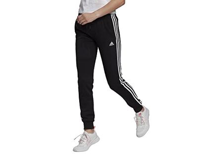 adidas Essentials Slim Tapered Cuffed, Pantaloni della Tuta Donna, Nero Bianco, XS