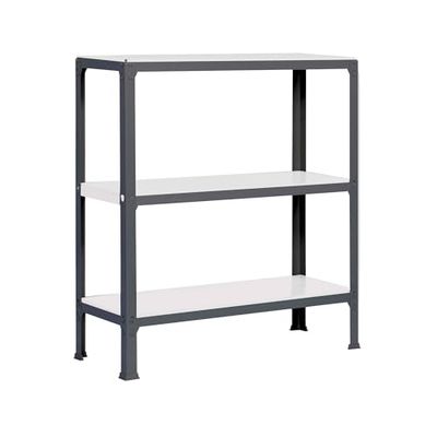 Simonrack Metalen rek, 3 planken, hout, hoog draagvermogen 200 kg, 1000 x 900 x 400 mm, boekenrek voor kantoor, antraciet/wit