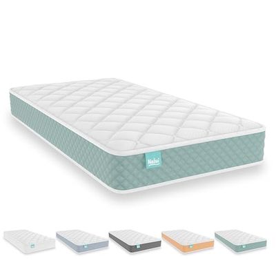 Nalui - Colchón Cuna Viscoelástico 117 x 57 cm Baby One Núcleo HR Adapt Foam, Tejido 3D Transpirable y Tejido Strech Hipoalergénico, Certificado Oeko-Tex® | Hecho en España. Altura ±12cm, Aguamarina