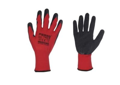 DRW Guantes Trabajo nitrilo sin Costura Grip 13 Rojo Negro 12 Juegos Talla L