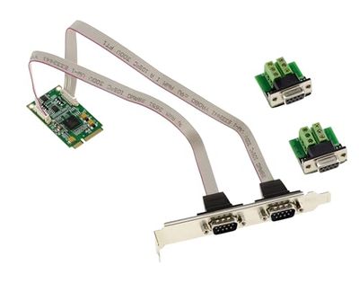 KALEA-INFORMATIQUE Scheda seriale Mini PCI Express 2 porte RS422 RS485 DB9 con chipset EXAR XR17V352, fornita con adattatori per il montaggio da filo a filo.