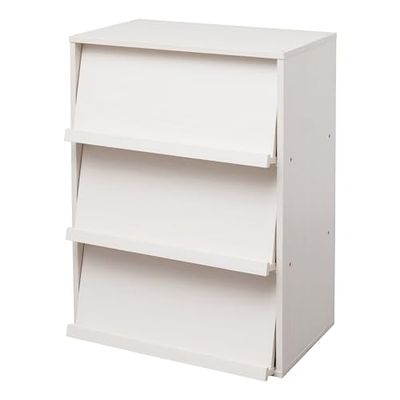 Iris Ohyama, Opbergkast met 3 vouwdeuren / Houten kast / Kantelbaar / Opbergkast, In hoogte verstelbare plank 3,2 cm, Kantoor, Woonkamer - Flap Rack - CHR-3 - Witte eik