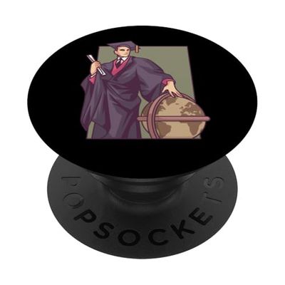 Graduate con Globe Inspirational Art PopSockets PopGrip Adhesivo