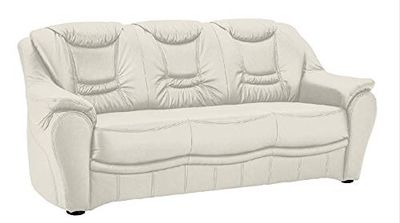 CAVADORE Bansa Canapé 3 Places en Cuir véritable avec Noyau à Ressort et canapé rembourré Blanc 198 x 94 x 95 cm