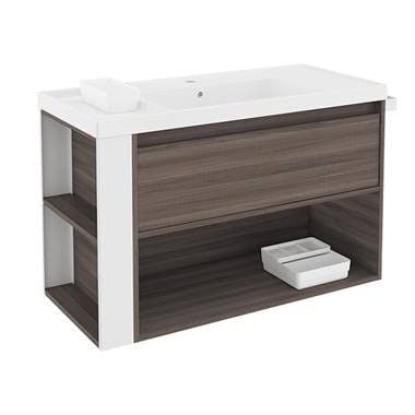 Bath+ - Mueble 1 cajón y 1 estante con lavabo de resina bsmart