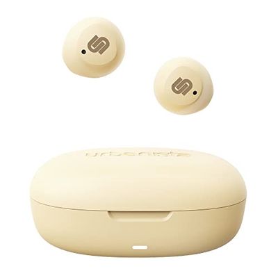 Urbanista Lisbon True Wireless Earbuds, Bluetooth 5.2 Earphones, Small In Ear Headphones, 27 Hr Playtime Touch Control Ear Buds with GoFit Wing for Sports & Gym, USB C Charging Case, Vanilla Cream