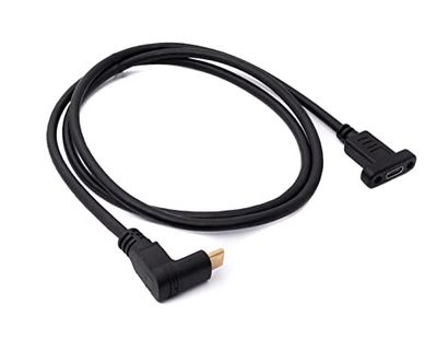 System-S Câble USB 3.1-100 cm - Type C mâle vers Femelle - Adaptateur coudé - Noir
