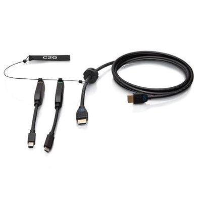 C2G 10ft (3m) 4K HDMI Premium Kabel en Dongle Adapter Ring met Kleurgecodeerde Mini DisplayPort™ en USB-C