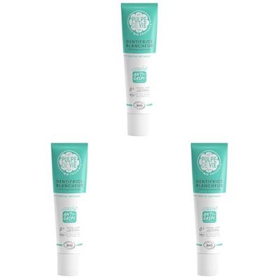 Pulpe de Vie - Dentifrice Blancheur BIO Minter Is Coming 75ml - Anti-gaspi ! Citron - Goût Menthe - 99,5% d'Actifs Naturels - Protège Dents et Gencives. (Lot de 3)