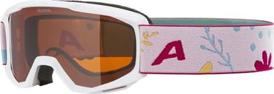 ALPINA PINEY Skibril met anti-condens, extreem robuuste en onbreekbare skibril met 100% uv-bescherming voor kinderen, mat wit-bloem, eenheidsmaat