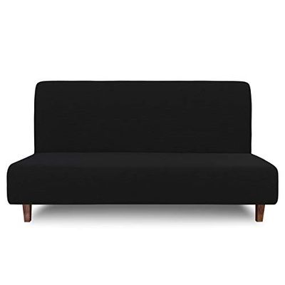 Easy-Going 100% Waterproof Futon Cover, Dual Waterproof Couch Cover for Futon, Stretch Jacquard Armless Sofa Cover, Leakproof Furniture Protector for Kids, Pets, Dog and Cat (Futon, Black)