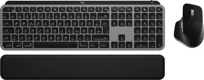 Logitech MX Keys S Combo per Mac, tastiera e mouse wireless con palm rest, tastiera retroilluminata, mouse wireless a scorrimento rapido, Bluetooth USB C per MacBook Pro, Macbook Air, iMac,iPad-QWERTZ