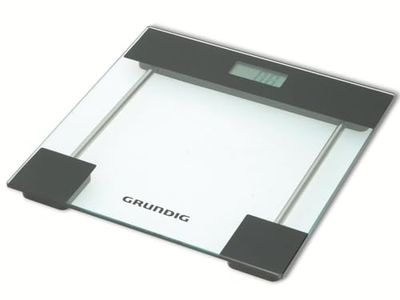 Grundig Digital badrumsvåg – personvåg – härdat glas – max 180 kg – kilo, pounds, stenar – inkl. 2 x AAA