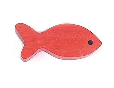 INNSPIRO Pendentif bois poisson ciré rouge 14 x 30 mm. 50 u.