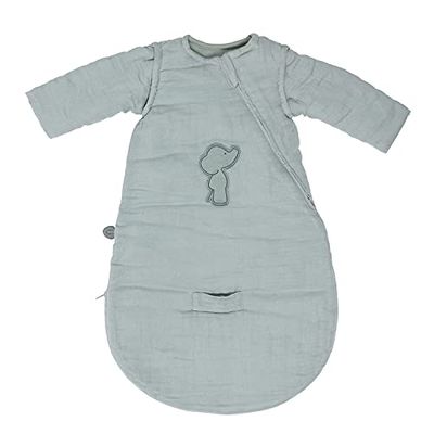 Nattou babysovsäck för höst och vinter av 100% bomull (muslin), avtagbara ärmar, Tog 2, ca 70 cm, Luna och Axel, grön
