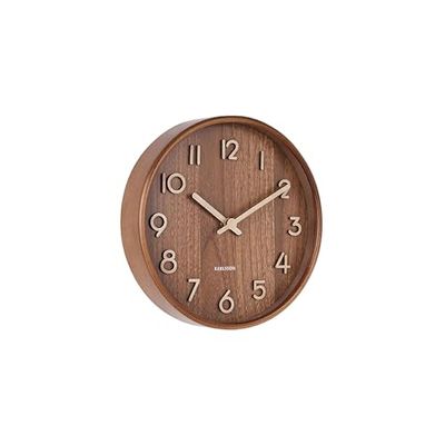 Karlsson KA5808DW Horloge murale ronde Pure Small Bois foncé Marron D22 x 4,5 cm