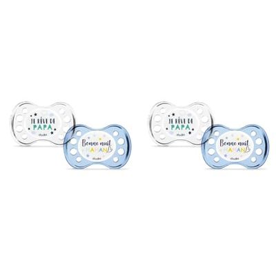 Dodie Lot de 4 sucettes Anatomiques +6 mois NUIT Je rêve/Doux rêves - Sans BPA, Résistante - Modèle avec coloris Aléatoire