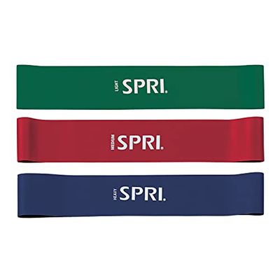 SPRI Mini Loop Bands Kit, Set van 3 - Lichte, Middelgrote, Zware Weerstandsbanden voor Onderlichaam Trainingen, Toning Spieren en Oefening