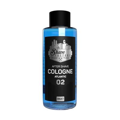 The Shave Factory Aftershave Cologne for Men – Atlantic 500ml Glass Bottle – Invigorating, Fresh and Energetic Fragrance – Citrus, Woody & Aquatic Scent – Soothes Irritation, Refreshes Skin