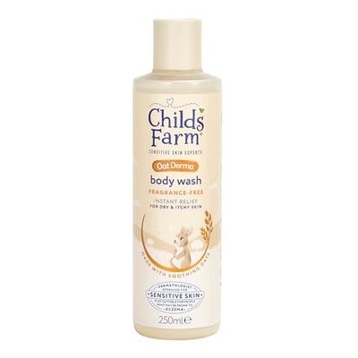 Childs Farm OatDerma Body Wash, Fragrance Free, Soothing Face Bath Shower Gel, Sensitive Skin Soap, Baby Kids, 250ml
