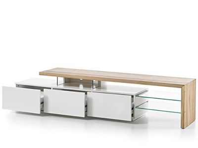 Robas Lund Lowboard laqué Blanc Mat, Meuble TV Chêne à noeuds