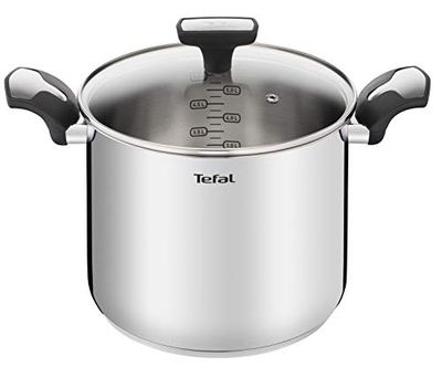 Tefal Emotion Marmite haute 22 cm, 6 L, Inox, Garantie 10 ans, Base épaisse pour une diffusion de chaleur homogène, Design élégant, Poignées robustes, Couvercle verre, Induction E3016104