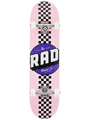 RAD Checker Stripe Skateboard voor volwassenen, uniseks, roze/zwart, 18 cm