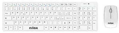 Nilox Kit - Teclado + ratón inalámbrico, Color Blanco