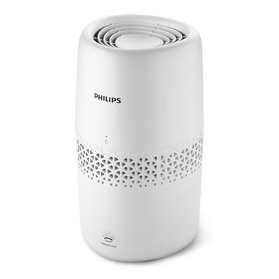 Philips Umidificatore Evaporativo Serie 2000, Umidificazione Igienica, 99,97% Meno Batteri, Serbatoio Acqua da 2L, 190 ml/h, per Stanze fino a 31 m², Ultra Silenzioso (32 dB), Bianco (HU2510/10)