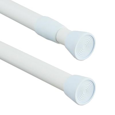 Relaxdays Barra Cortina Extensible, 120-220 cm, Palo Presión Ducha, Visillos, Acero Inoxidable, sin Taladrar, Blanco, 2,5 x 220 x 2,5 cm