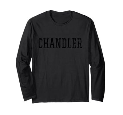 Chandler Vintage Testo Nero Abbigliamento Maglia a Manica