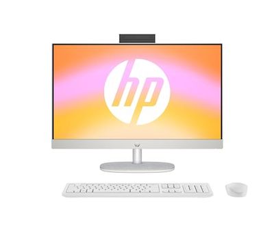 HP PC desktop all-in-one, display FHD da 23,8", AMD Ryzen 5 7520U, 8 GB DDR5 RAM, SSD da 512 GB, unità grafica AMD Radeon, Windows 11 Home, QWERTZ, bianco, [esclusiva su Amazon]