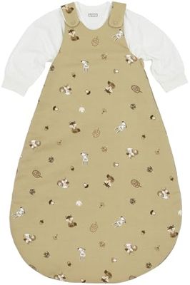 Meyco Baby Forest Animals Gigoteuse 2 pièces, doublée (100% coton, fermeture éclair intégrale, agréable à la peau, infroissable, taille : 74/80), sable