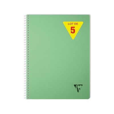 Clairefontaine 327121Cpack - Linicolor Cahier reliure intégrale 21x29,7cm 180p Q.5x5 Essence Vert Sauge - PAQ DE 5