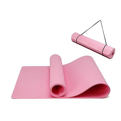 Yogamat, antislip en milieuvriendelijke TPE-sportmat met draagriem, gymnastiekmat voor pilates, workout fitnessmat 183 x 61 x 0,6 cm (roze)