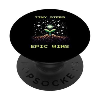 Pequeños pasos, victorias épicas | Pixel Progress Power-Up PopSockets PopGrip Adhesivo