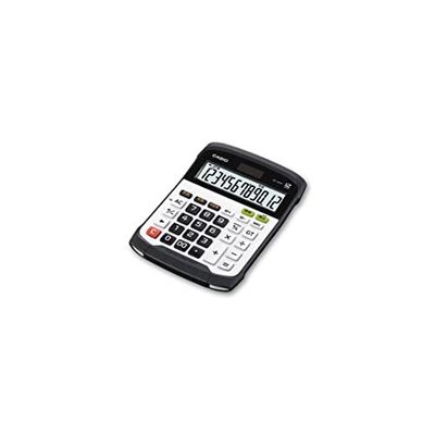 Casio WD-320MT Calcolatrice da Tavolo, Water e Dust Proof, Display a 12 Cifre, Tastiera Rimovibile, Bianco/Nero