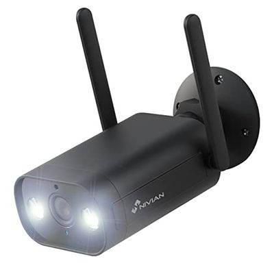 NIVIAN - Telecamera Bullet Wifi 2.4Ghz | Risoluzione 2K per Esterni IP66 | Visione Notturna 10m | Rilevamento Umano AI | Compatibile con Alexa e Google Home, Bianco, 1 Unidad, Plastica