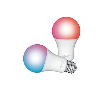 Trust WiFi E27 Lampadina Smart Multicolore, Compatibile con Alexa e Google Nest, Lampadine LED E27, Hub non Necessario, 2.4GHz Lampada WiFi, Luce LED Fredda a Calda, Bianca e Multicolore - 2 Pezzi