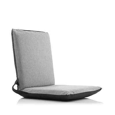 InnovaGoods® Sitinel vloerfauteuil, comfortabel en functioneel, met verstelbare rugleuning en gestoffeerd kussen, zwart-grijze kleur, kunststof en 60% katoen, ideaal om te ontspannen en uit te rusten.